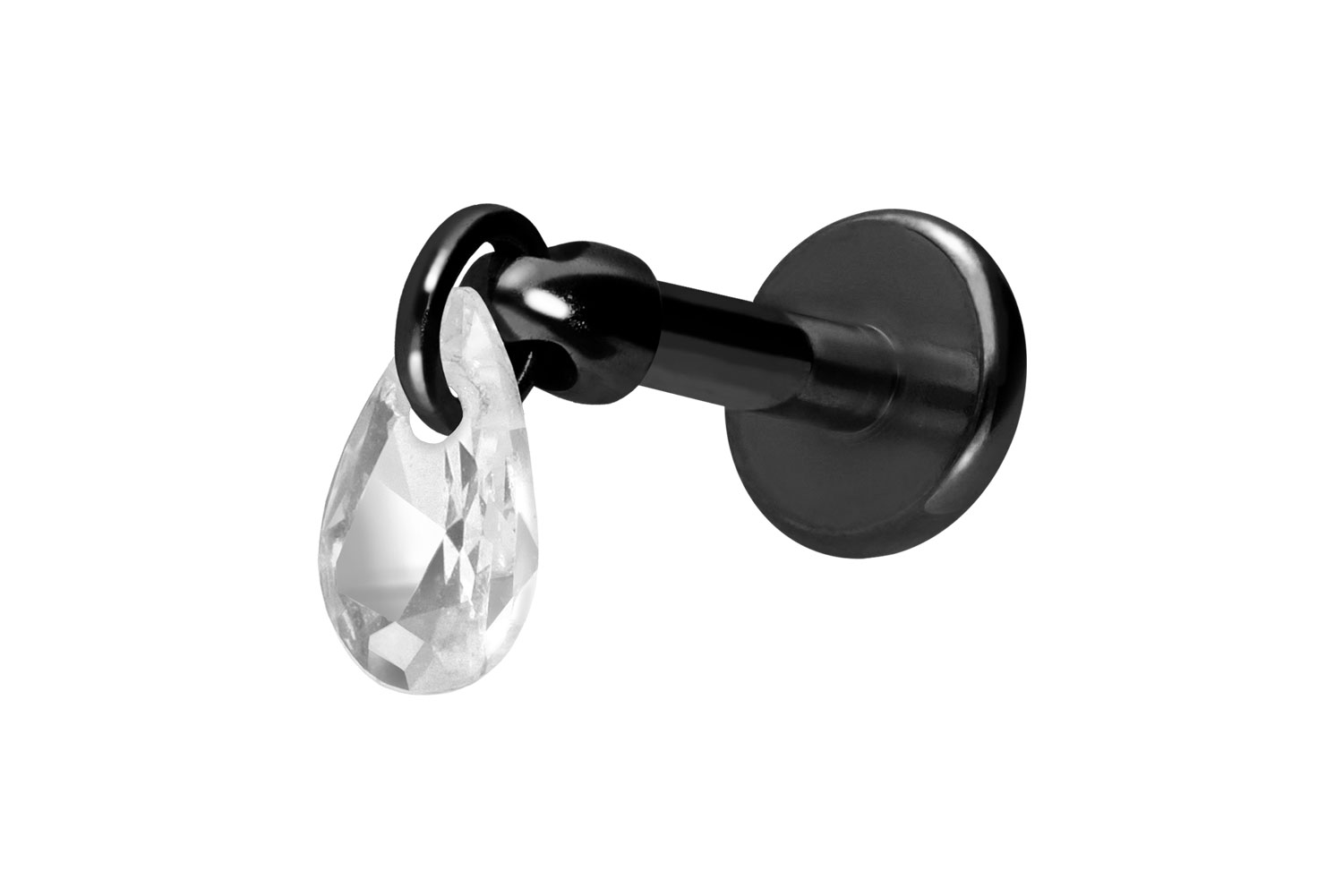 Titan Labret Piercing mit Innengewinde KRISTALLTROPFEN